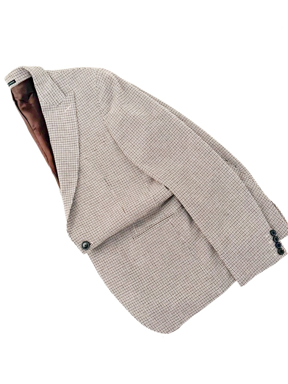 NEW Reiss Men's Plaid Cotton - Wool Houndstooth Blazer Beige Brown 38R Jacket - Picture 13 of 16